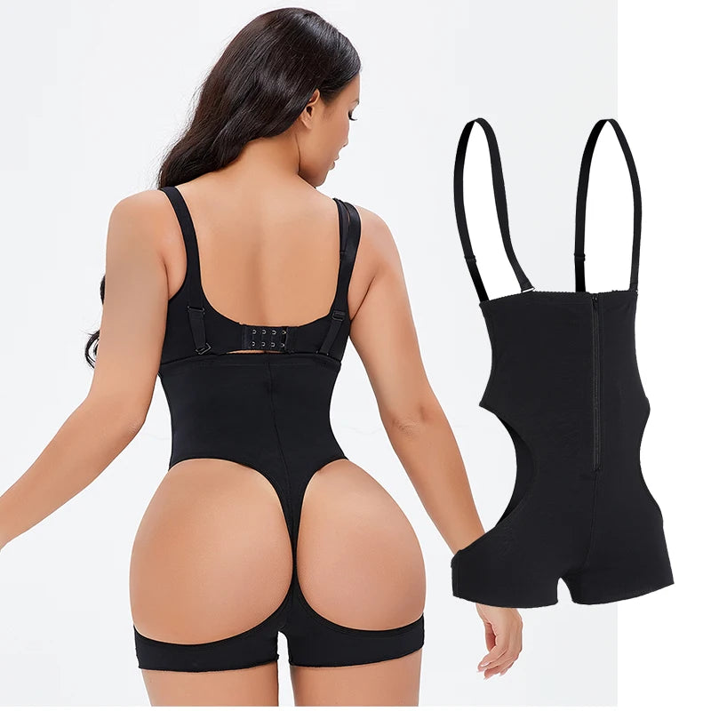High Quality Steel Buckle Zipper Hip Lift Shoulder Bodysuits Women Brief Buttock Lifting Shapewear