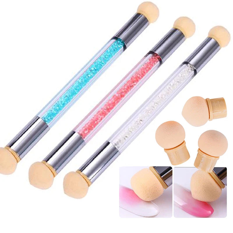 Wholesale Gel Polish Color Nail Gradient Brush Sponge Heads Nail Tool Glitter Powder Dotting Gradient Sponge Nail Pen Art Tools