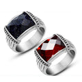 Stainless Steel Diamond Men's Rings Retro Titanium Steel Ethnic Unisex Punk Gothic Vintage Rings Jewelry for Men