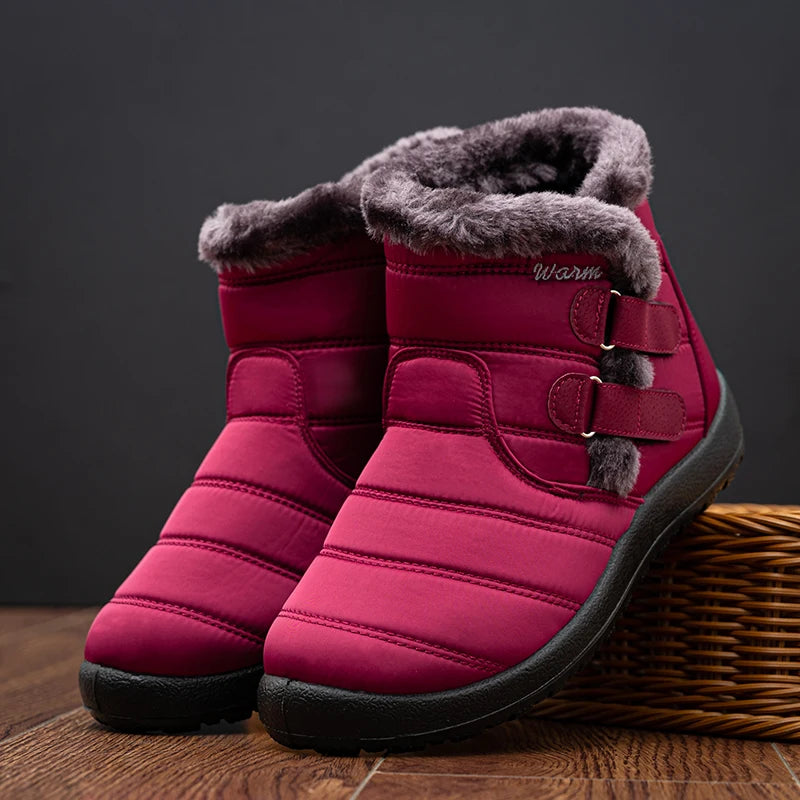 Buiruilun Wholesale Women Winter Snow Booties Rubber Waterproof Shoes Women's Boots Winter Snowproof Ankle Boots