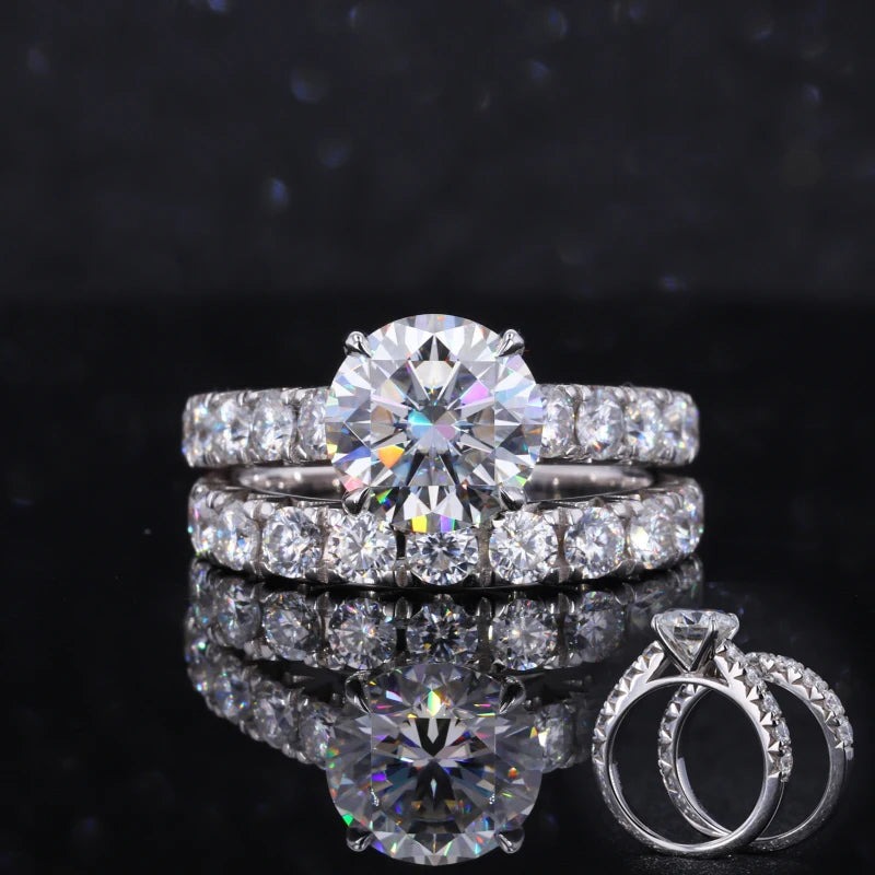 Starsgem Round Cut Moissanite Diamond Solid Womens 14k Engagement Rings for Woman Whit Gold