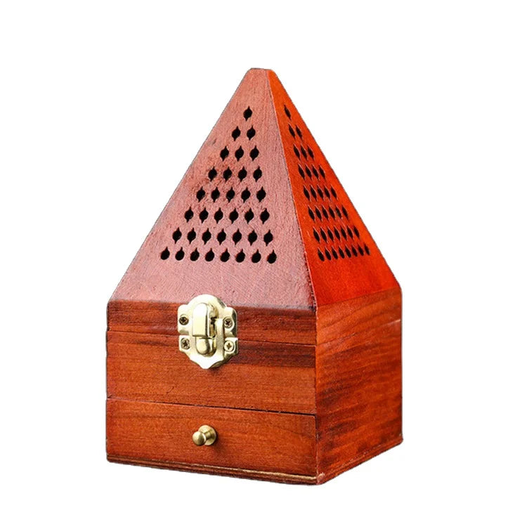 Hot Sale Antique Aromatherapy Stove Pine Tower Type Wood Incense Burner Wooden Pyramid Oud burner Bakhoor Oud Incense Burner