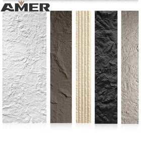 Rongke 1200*600mm Wall Panel 3d Stone Cladding Pvc Pu Exterior Rock Wood Grain