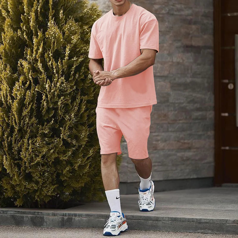 Stand USA Size 100% Cotton Men Two Piece Set Shorts Short Sets for Men 2023 Men Short Sets Two Piece