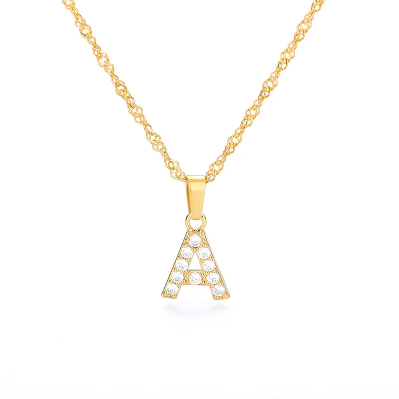 2024 Popular Retro English Alphabet Water Chain Pendant Necklace Stainless Steel With L and M Sizes Packaged in a Bag
