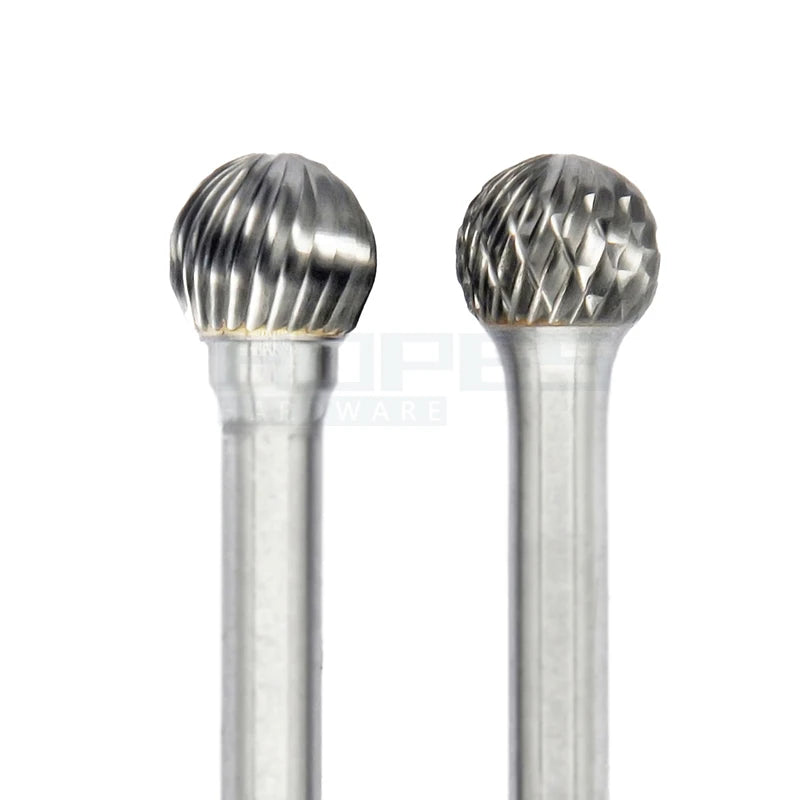Type D Ball Tungsten Burr Carbide Rotary File Grinding Bits with Single Double Cut Tooth 2.35mm 3mm 6mm Shank Deburring Tools