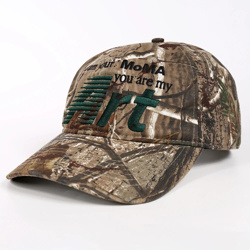 Custom 6 Panel Cotton Unstructured Camouflage Baseball Cap Camo Embroidery Logo Dad Hat