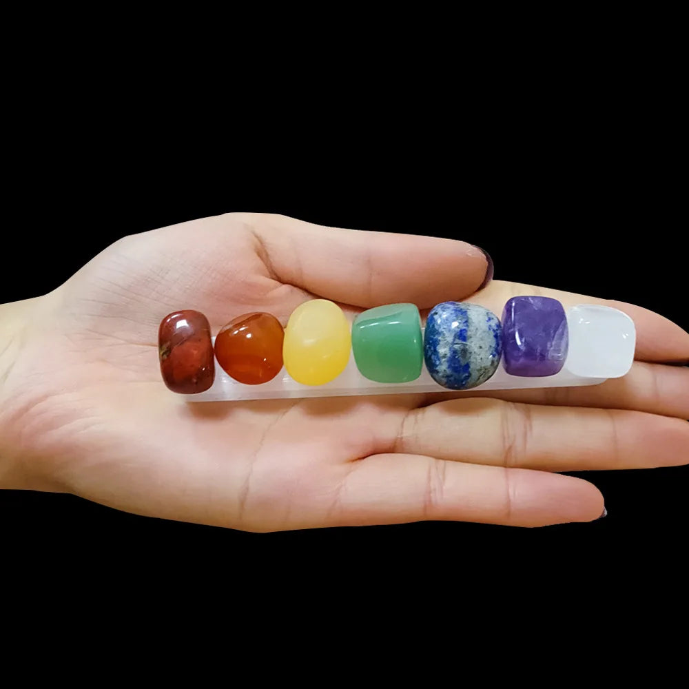 DIY Irregular Square Colorful Seven Chakras Gypsum Board Base Decoration Energy Stone Home Decoration