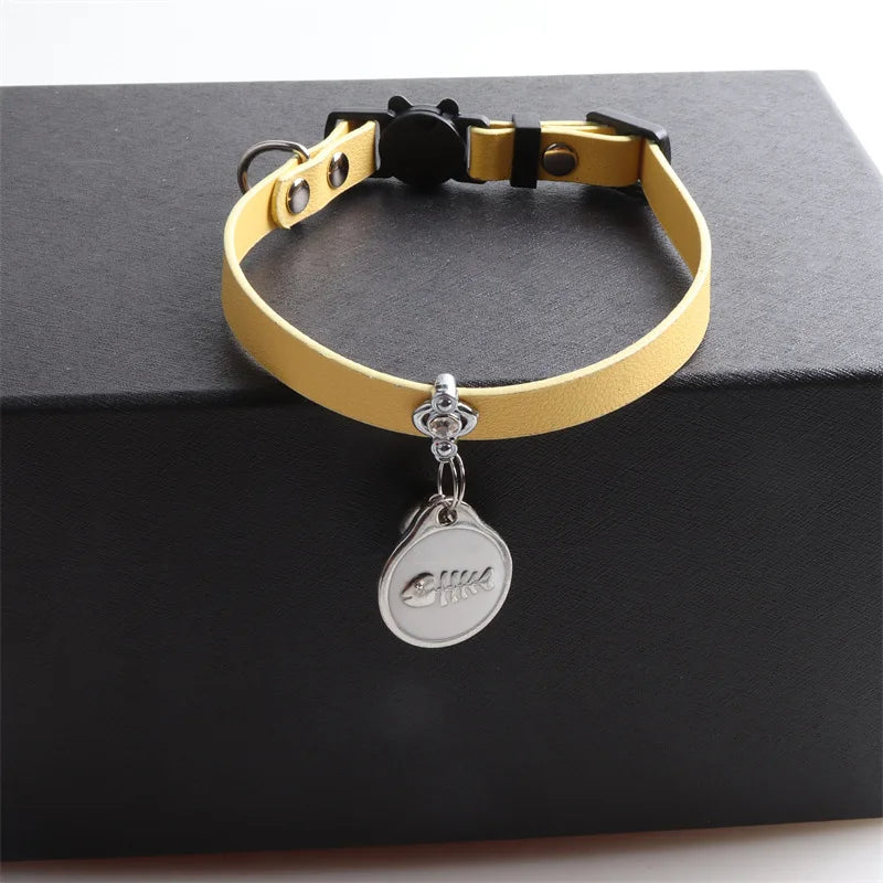 Customized Buckle PU Cute Decorate Pendant Safety Cat Collar with Bell