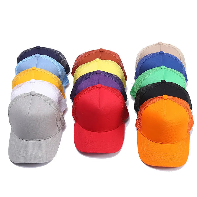 Custom 100% Cotton Fashion Hat Five Panels 3D Embroidered Mesh Trucker Caps Curved Brim for Outdoor Beach Activities Wholesale