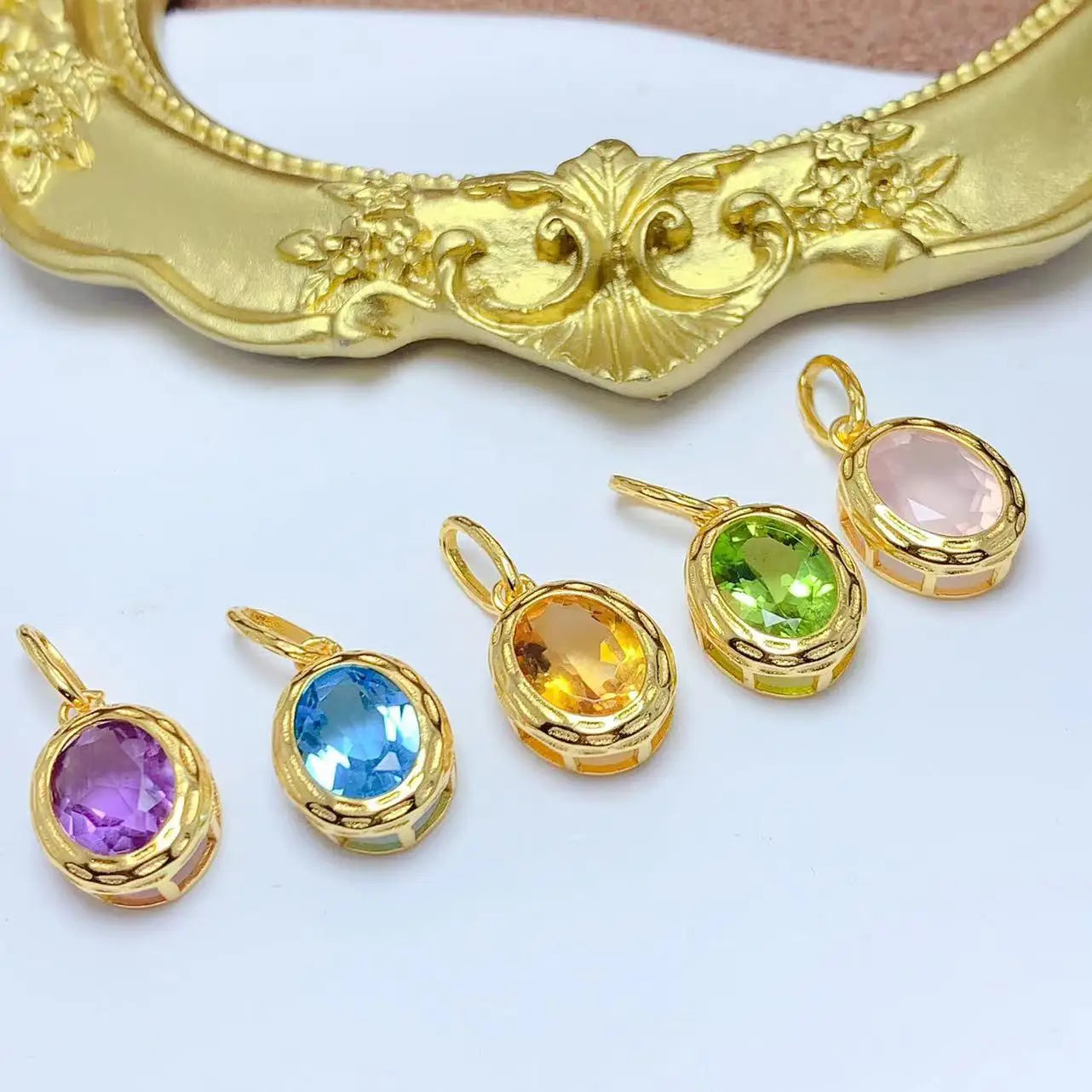 Hot Sale 925 Silver Natural Gemstone 8mm*10mm Oval Cut Crystal Stone Jewelry Pendant Plain Necklace Chains