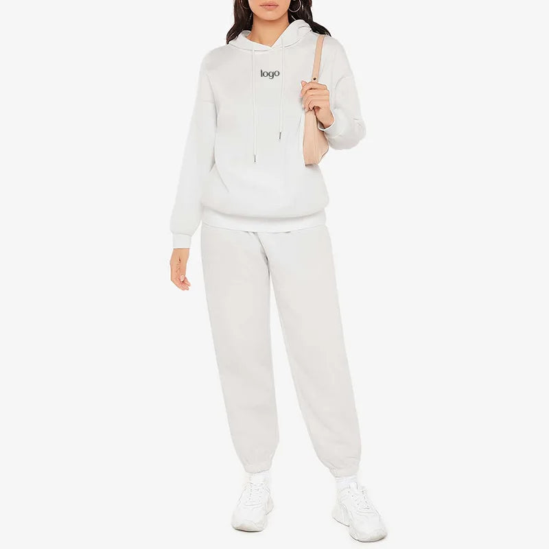 F230756 Fall Winter New Fashion Women 350gsm 2 Piece Set Blank Tracksuit Button Women Long Sleeve Sweatshirt and Pants Set