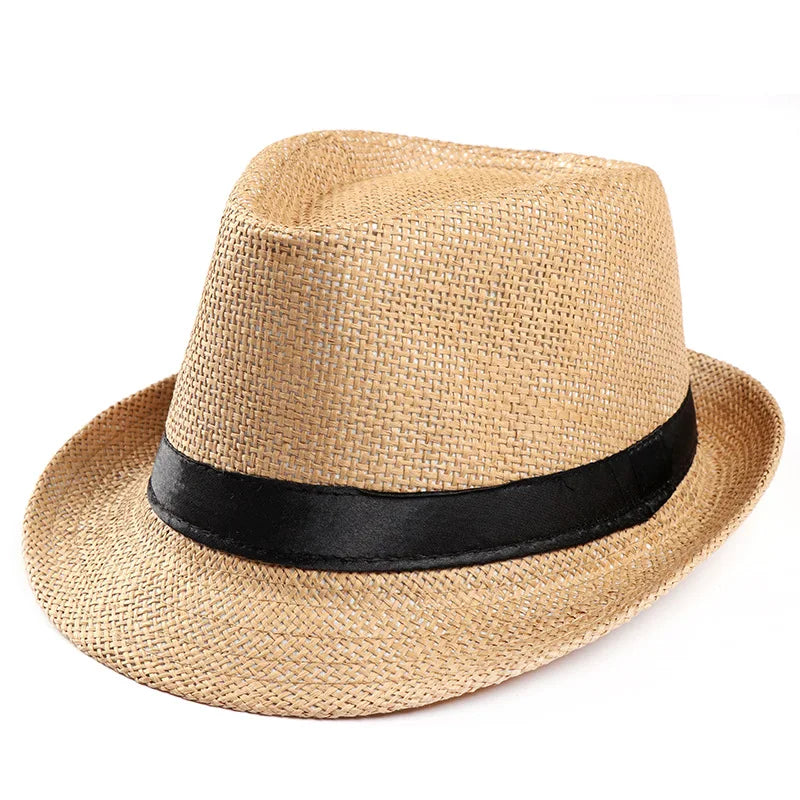 SH-0030 Fedora Trilby Sun Hat for Men Women 1920s Style Straw Hat for Summer Beach Travel Fishing Outdoor Daily Casual