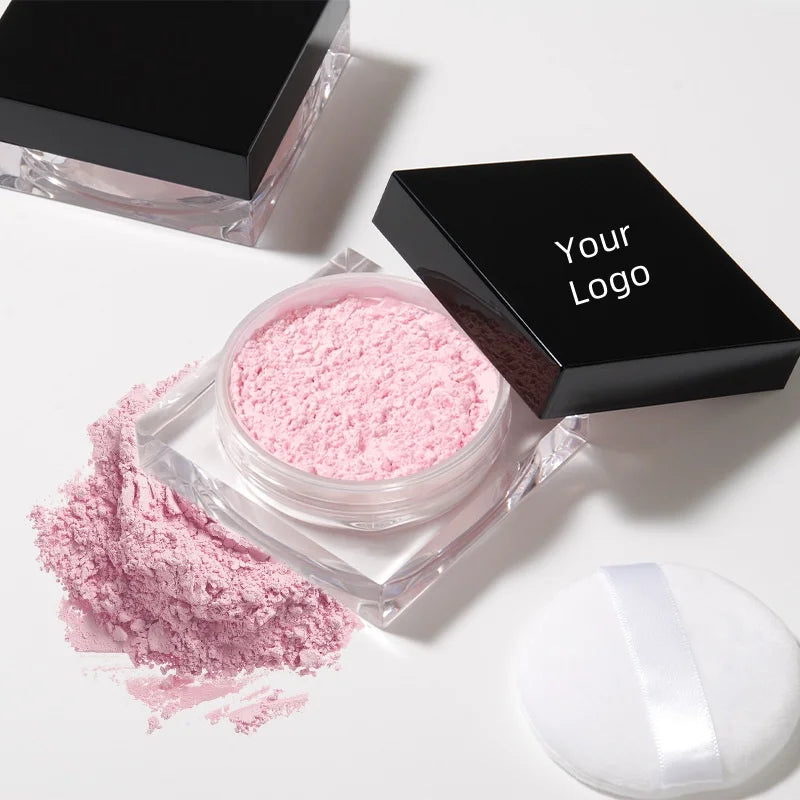 Private Label Transparent Pink Setting Loose Powder Mineral Sunscreen Waterproof Matte Powder Face Setting Makeup Powder