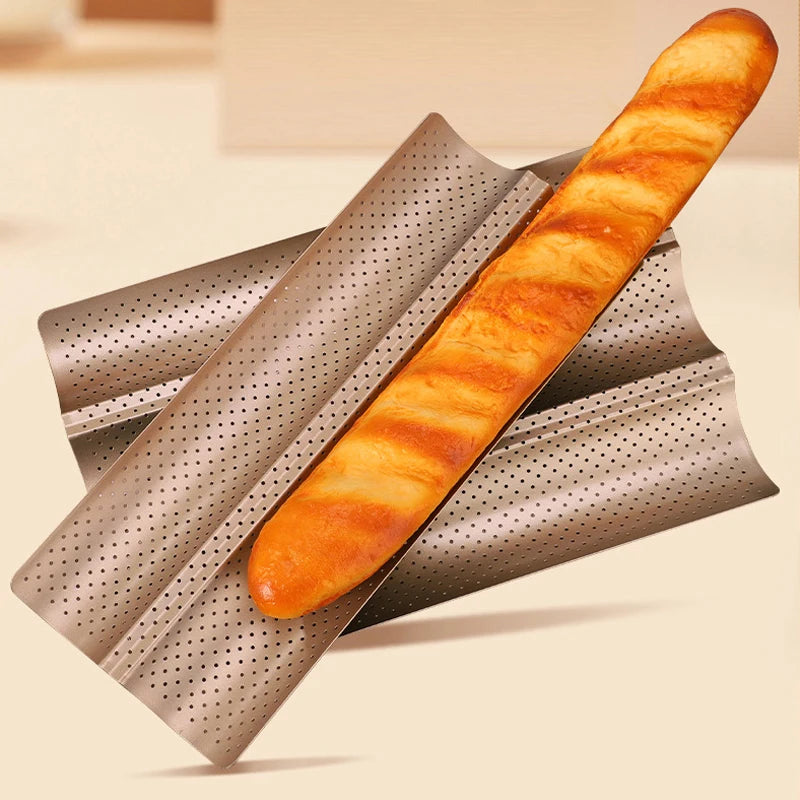 Commercial Bakeware Slotted Aluminum Perforated French Bread Metal Baking Pan Baking Equipment baguette Baking Tray
