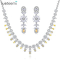 LUOTEEMI Delicate Jewelry Charm Lady CZ Diamond Woman Wedding Accessory Jewellery Bridal Earring Necklace Set
