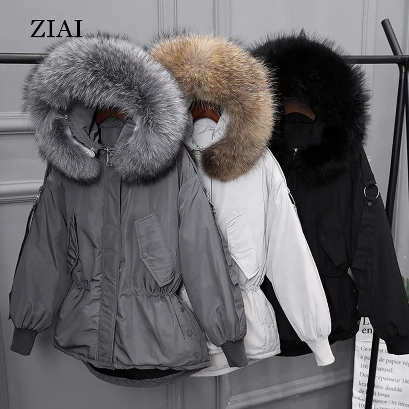 New Fashion Short Women Puffer Coat Duck Down Coat Waterproof Winter Jackets for Women Faux Fur Coat Women