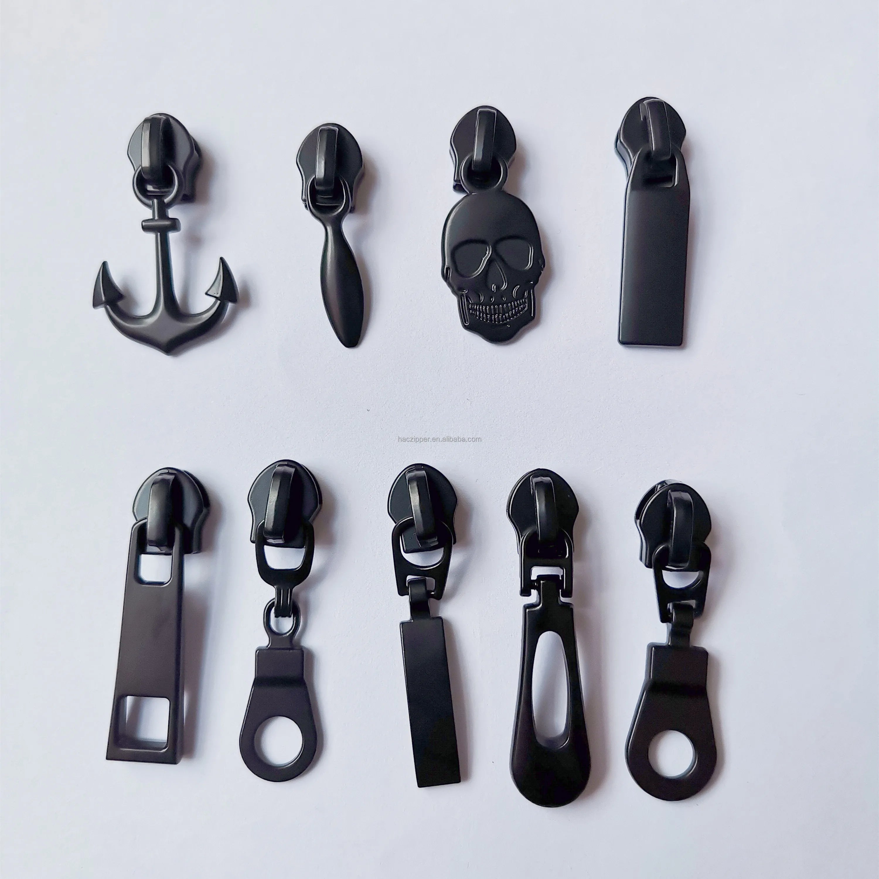 Different Matte Black Pulls for Nylon Zipper
