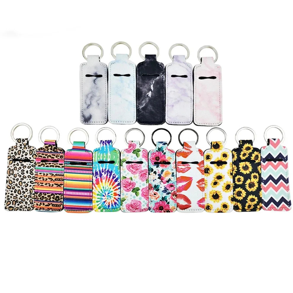 Custom logo Mini Lip Gloss Chapstick Keychain Empty Key Chain Holder Keychain Lip Gloss Tube with Key Ring