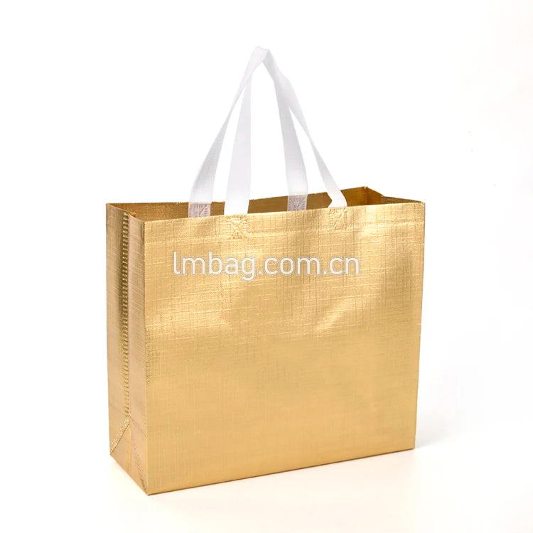 Custom Silver Metallic Tote Bag Rose Gold Metallic Shopping Bags