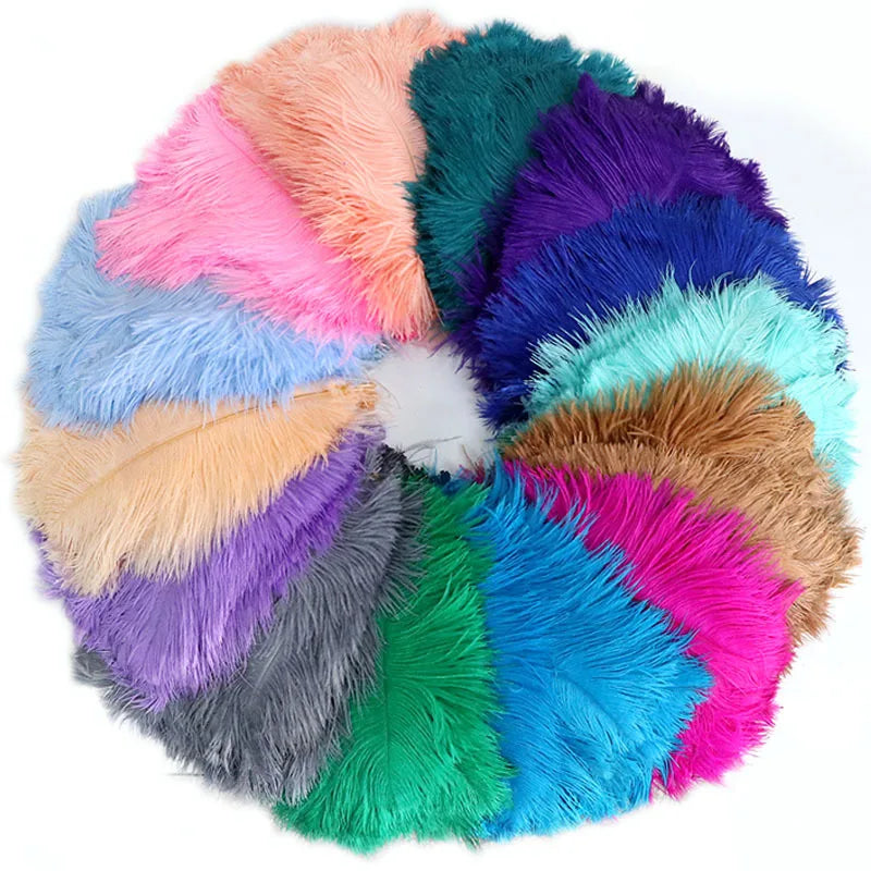 15-66CM 1 Pack 50 PCS Ostrich Large Drab Feathers for Gatsby Centerpiece Supply and Wedding Feathers