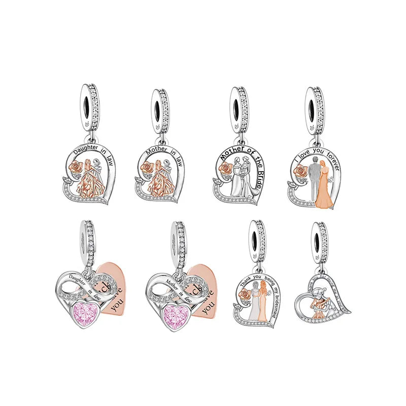 Fit Original Pan Charms Bracelet 925 Sterling Silver Mother Daughter in Law Lucky to Have You Bead for Women Jewelry Making