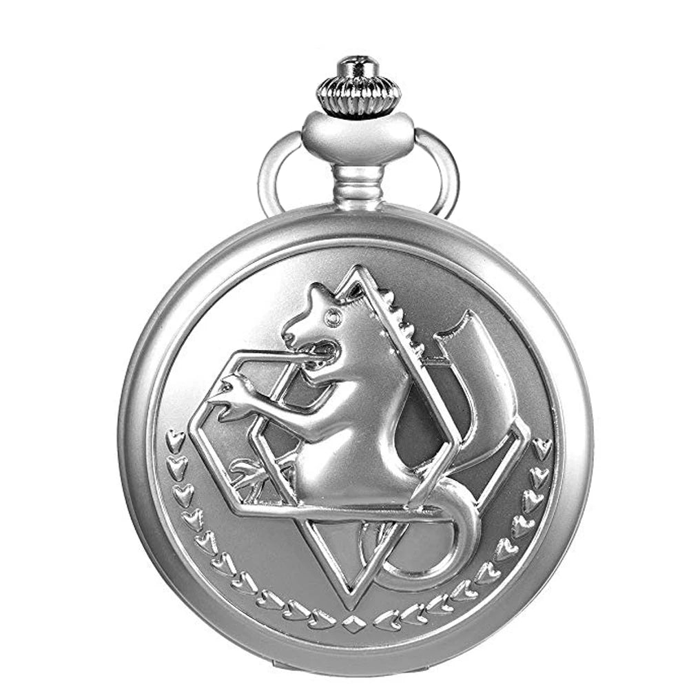 High Quality Antique Brass Fullmetal Alchemist Quartz Dial Necklace Pocket Watch Chain Box Cosplay Accessories Edward Elric