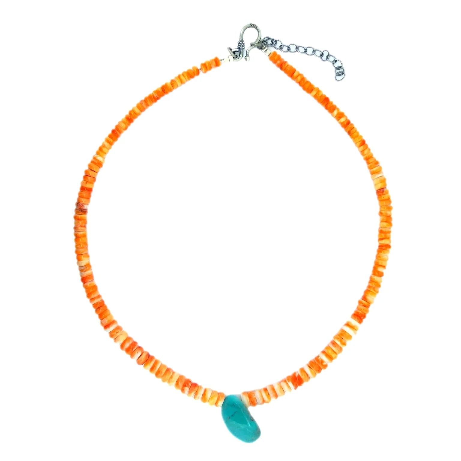 Kingman Turquoise Spiny Oyster Necklace 925 Sterling Silver Minimalist Southwestern Gemstone Necklace