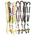 Cheap Rosary Cross Jesus Wooden Colored Beads Catholic Religious Jewelry Missionary Rosary Handmade Rope Knotted Wholesale