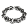 KALEN 220mm Mens Punk Stainless Steel Ring Links Bracelet With OT Clasp