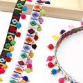 50Yards Ethnic Lace Trim Beaded Retro Tassel Fringe Lace Border Ribbon Pom Pom Ball Clothing Curtain Sewing DIY Decoration
