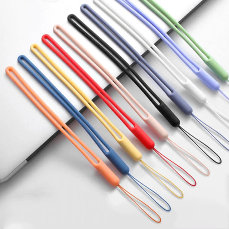 Wholesales Mobile Solid Color Soft Rubber Silicone Elastic Wrist Strap Lanyard Phone Lanyard