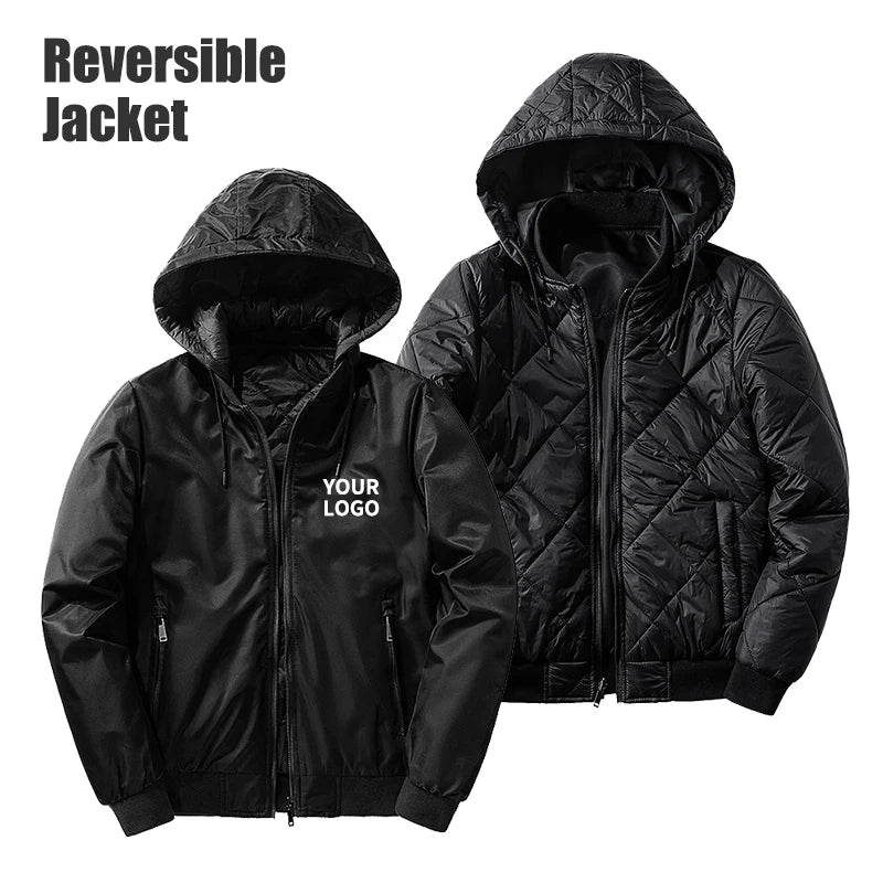 Cotton Reversible Bomber Jacket Black Mens Bomber Jacket  Custom logo Men Varsity Bomber Jacket Embroidery
