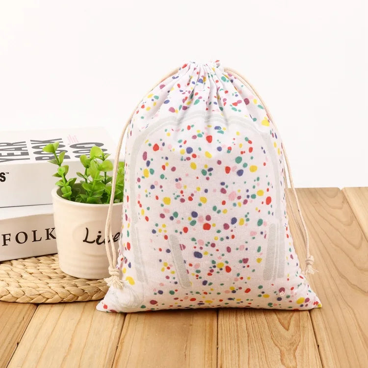 Thick Rope Digital Printing Drawstring Personalized Dust Gift Logos Custom Packaging Candy Storage Canvas Cotton Bag