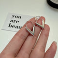 Unique Design 925 Sterling Silver Retro V Shape Short Clip Earrings for Women Jewelry