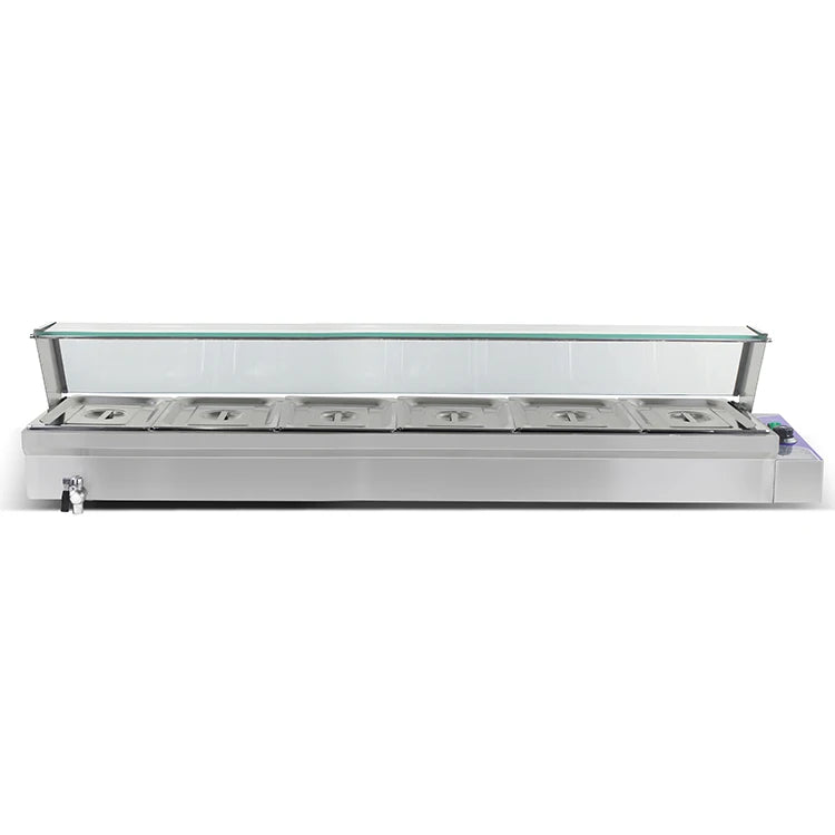 6 GN Containers 1/2GN X 10cm 1800W Large Size Industrial Hot Heated Bain Marie Buffet