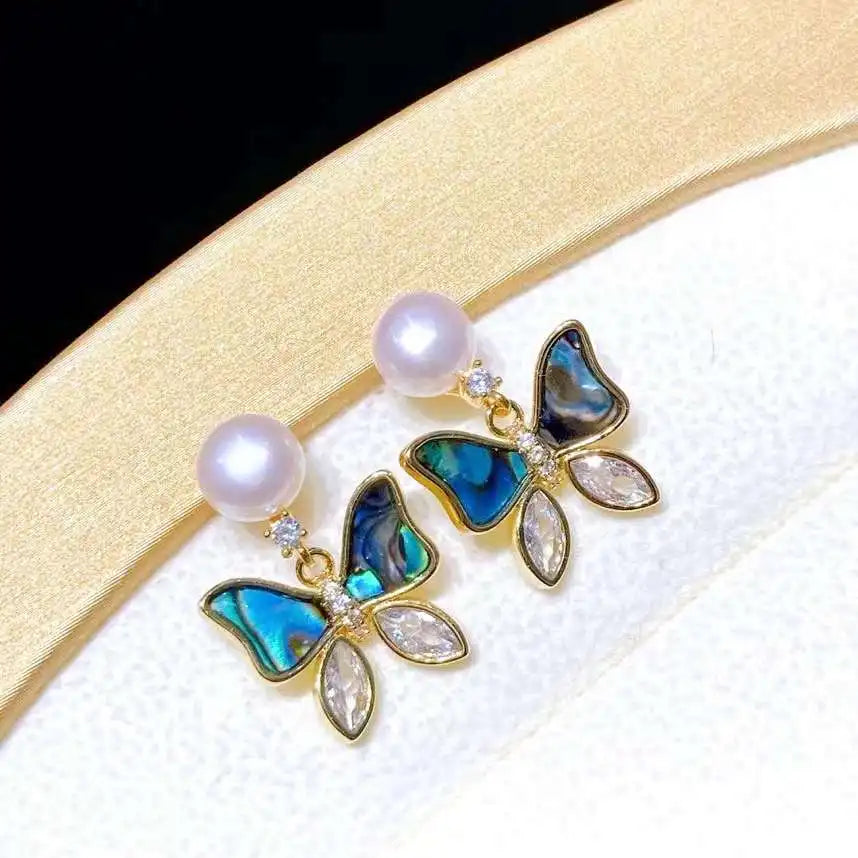 Silver Needle Freshwater Stud Earrings Natural Pearl Gold Plated AAAA Grade White Pearl Cute Style Fashionable Jewelry