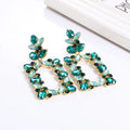 Personality Glass Drill Geometric Hanging Earrings Statement Multi Color Diamond Rhinestone Square Dangle Earrings Jewelry