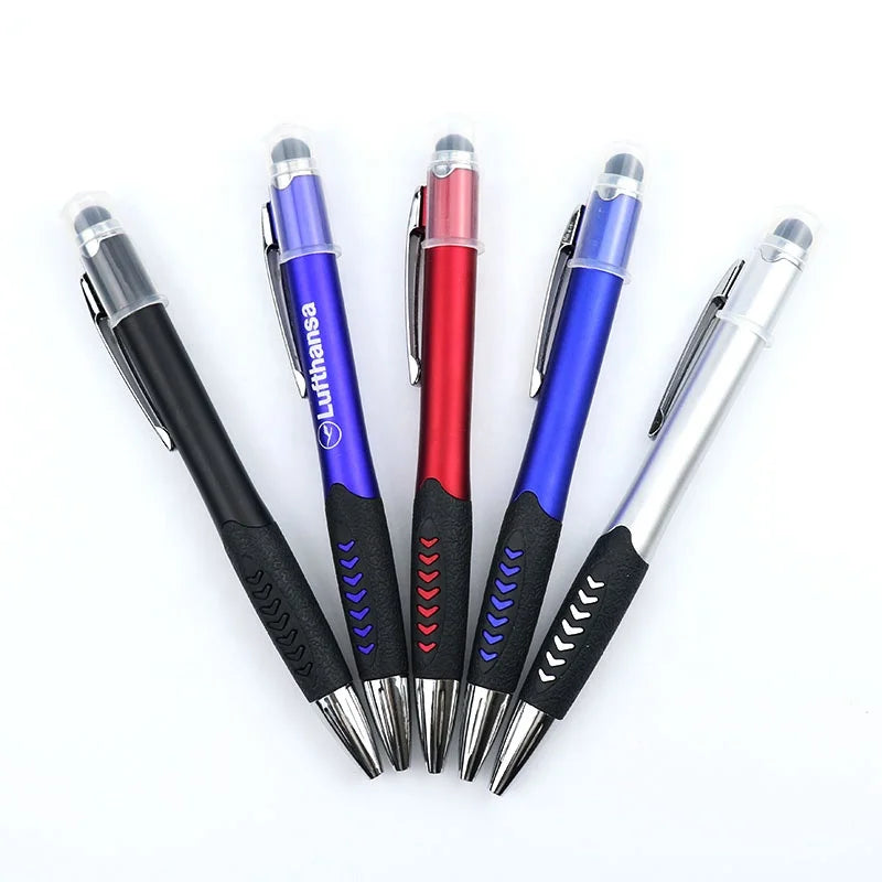OEM Led Light up Gift Soft Touch Screen Pen Custom Laser logo Stylus Promotion Ballpoint Pen
