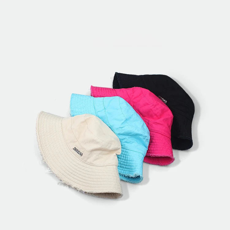 Wholesale Letter Logo Cotton Plain Bucket Hats Unisex Distressed Bucket Hats with Chin Strap