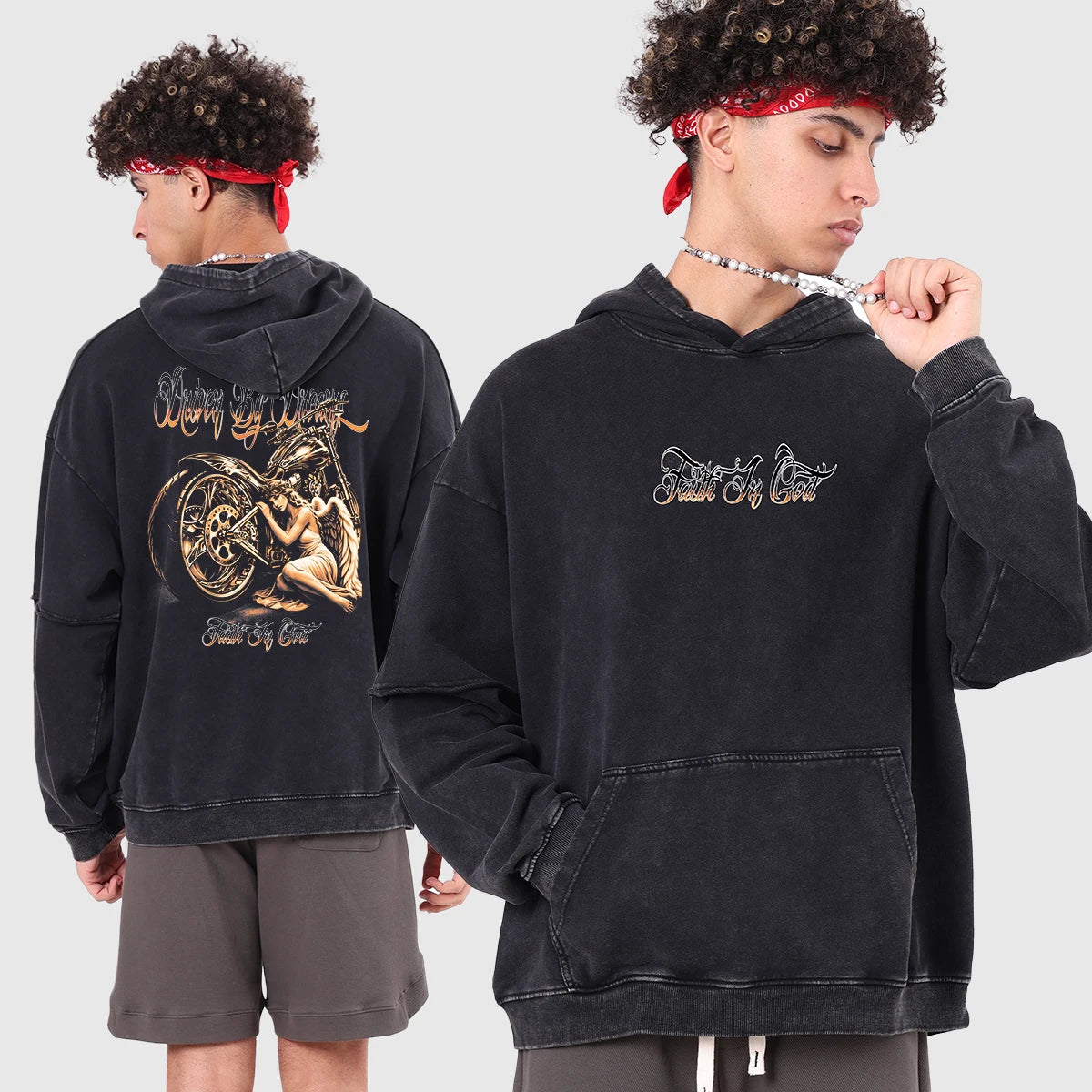 China Hot-sale Streetwear Manufacturer Vintage Snow Washed Heavyweight 100% Cotton Plain Pullover Oversized Men's Hoodie