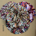 Double Layer Plant Printing Hair Bonnets Sleeping Cap Women African Print Bonnets Satin Shower Cap