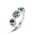 Custom Moss Agate Eternity Rings Women Finger Jewelry Promise Engagement Wedding Three Stone 925 Sterling Silver Diamond Ring