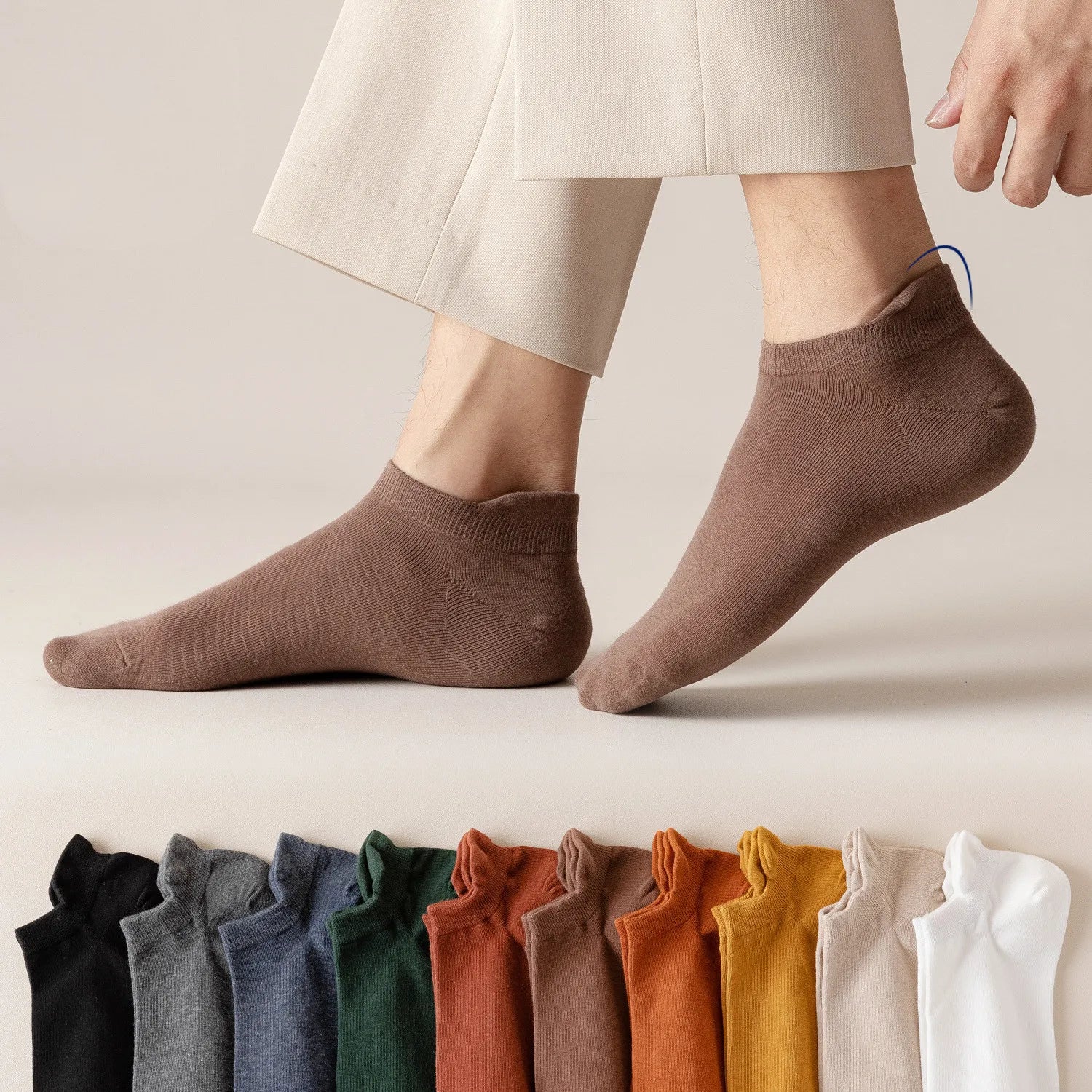Wholesale Breathable Sweat-absorbent Custom logo Dress Socks Men Low Cut Solid Color Available Cotton Knit Ankle Socks