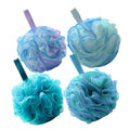 High Quality Blue Color Series 75G Bath Mesh Pouf Shower Ball Body Scrubber Exfoliating Bath Sponge for Women and Men