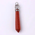 HZ Gems feng shui Chakra Reiki Spiritual Opal NecklaceCrystal Point gold sand stone Healing Crystal Pendulum Necklace Folk Crafts