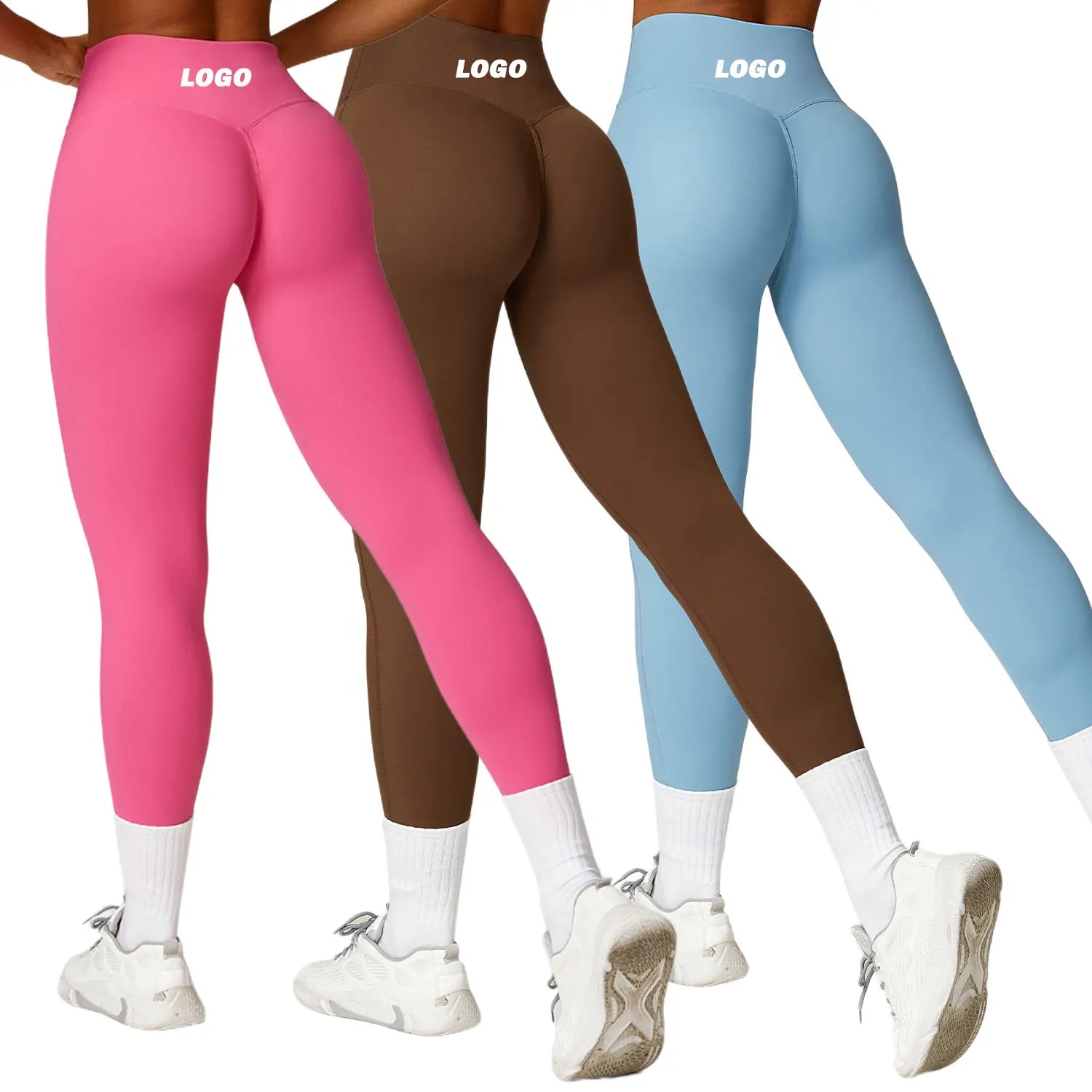 Custom Women High Waist Tights Solid Push up Leggings Super Soft Tummy Control Fitness Workout Yoga Pants