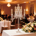 Factory Sale New Home Decor 9 Arms Tall clear Crystal Candle Holder for Wedding Centerpiece