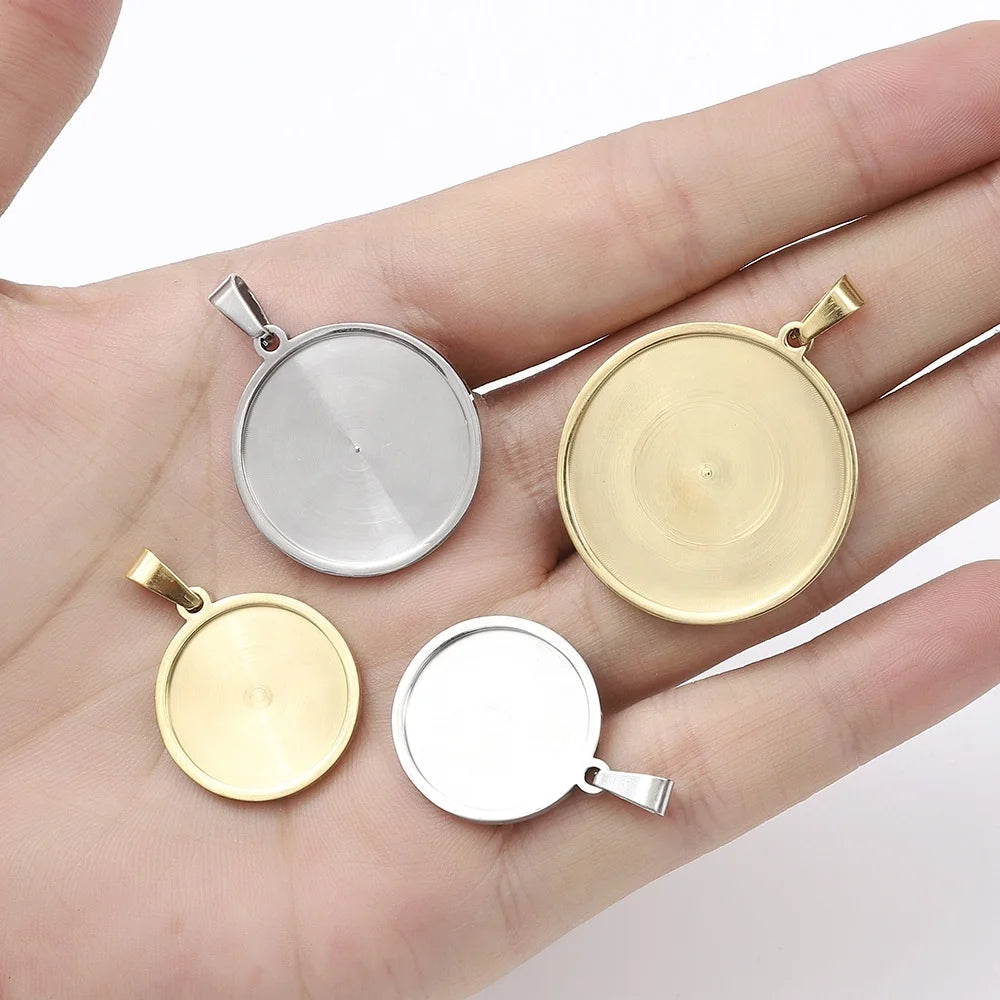 Custom Memory Picture Pendant Necklace Stainless Steel Circle Locket Photo Pendant Necklaces Women DIY Jewelry 20mm 25mm 30mm