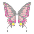 Pink Butterfly Designs Crystal Rhinestone Round Flatback Hot-Fix Transfer Patches for Clothing and Garment